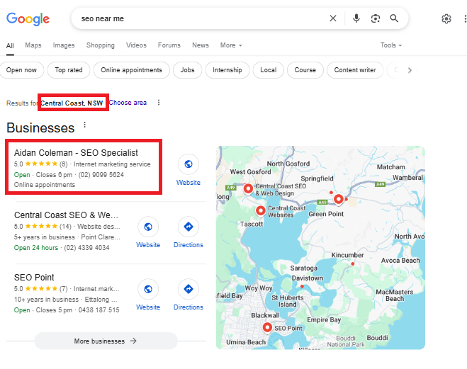 Google Business Profile Optimisation Example