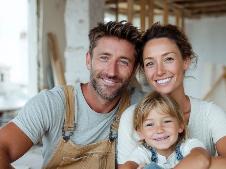 A tradie resting at home with his family
